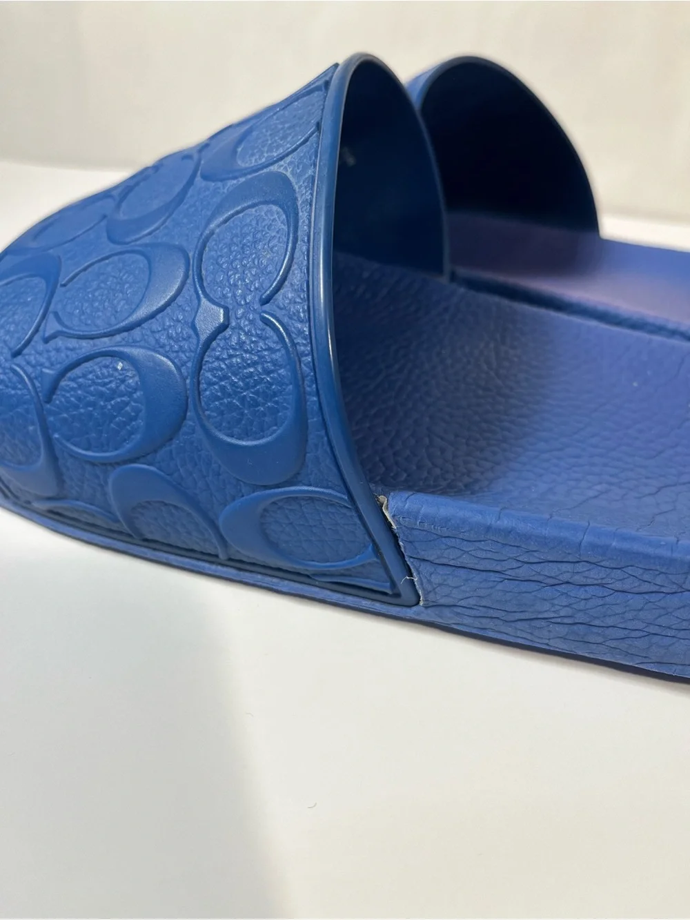 Coach Blue Signature Pool Slides C7092 Monogram Rubber Strap Men’s 12D